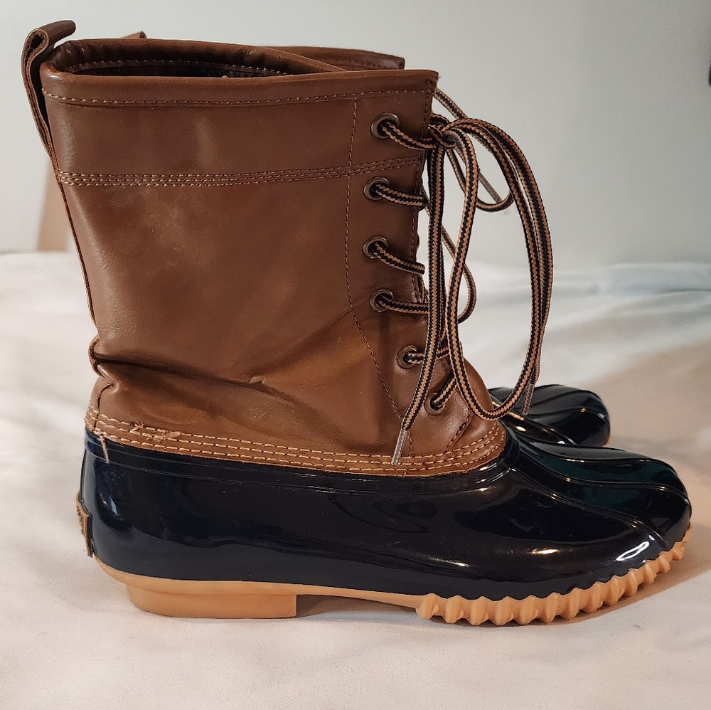 Sporto Original Ariel Duck Boot Brown Upper and Navy Blue Rubber Lower 9M
